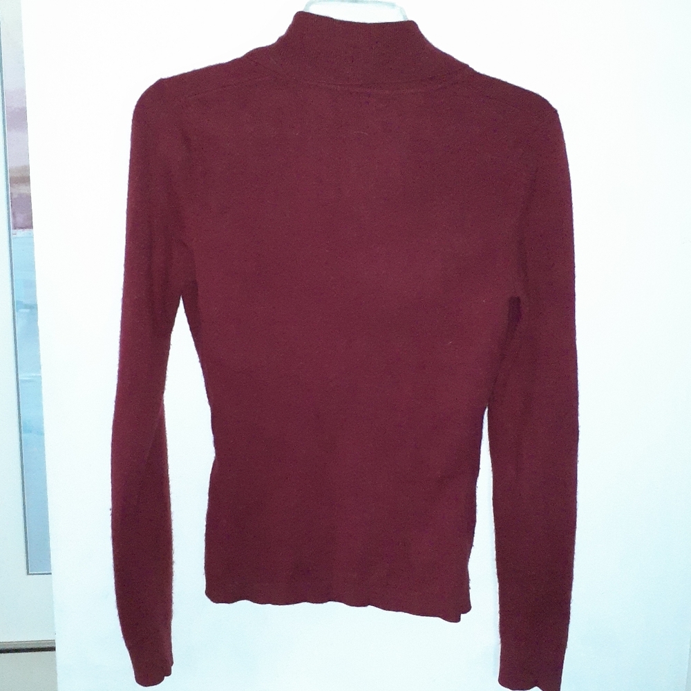 Ann Taylor Cashmere Wool Deep Burgundy Red Wrap Front Sweater Xs Quiet Luxury - Picture 4 of 4